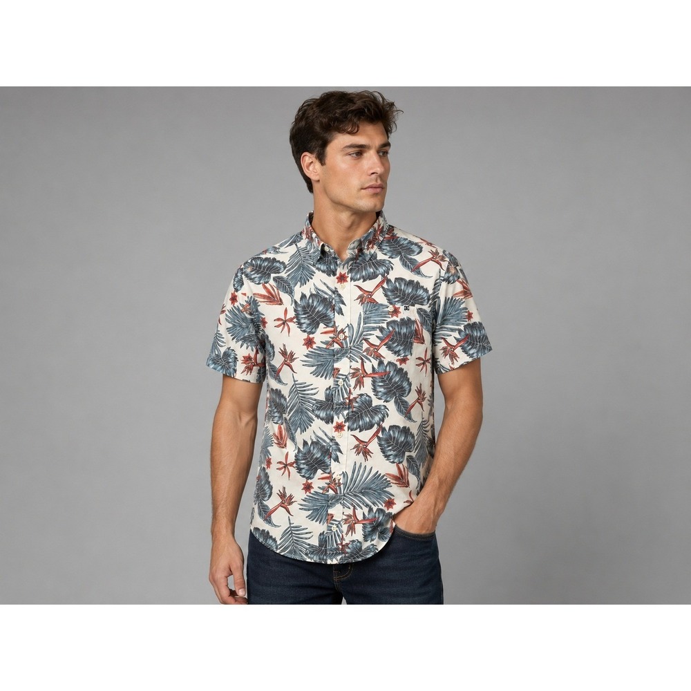 DC Shoes Men's Hawaiian Shirt Tropical Floral Button Up Short Sleeve M/M - Picture 2 of 13